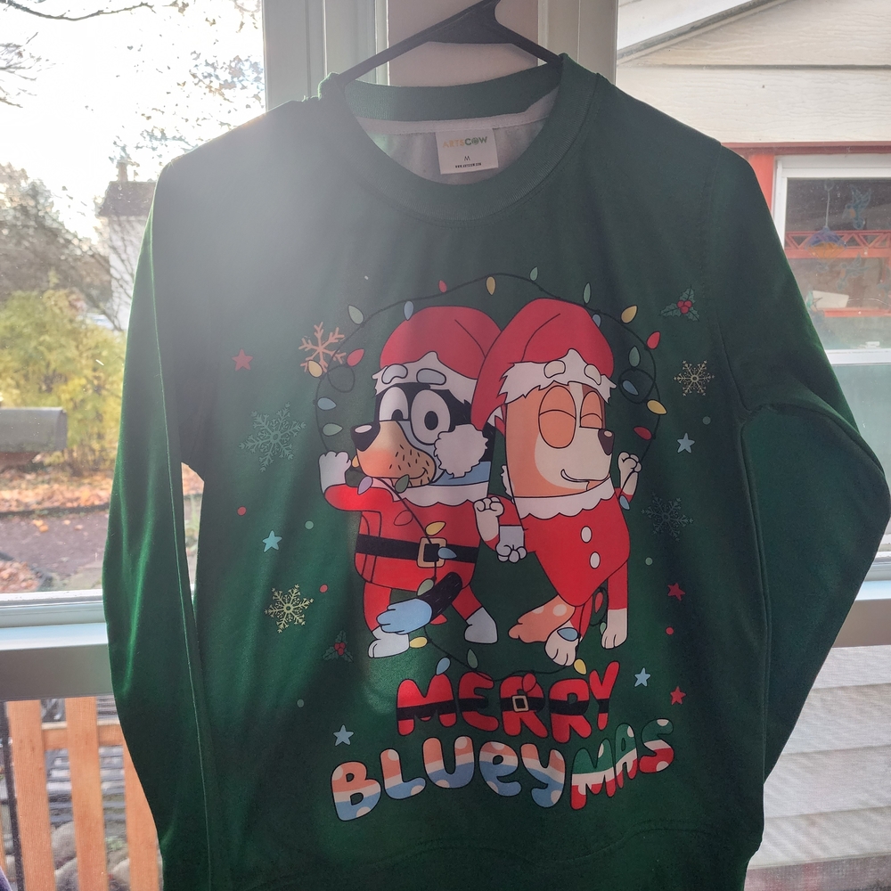 Custom Green Merry Bluey Christmas Sweatshirt - image 1